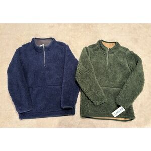 TWO Carters‎ Blue & Green Quarter Zip Sherpa Pullover Long Sleeve Sz 8 NWT